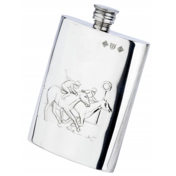 Pewter Horse Racing Scene Hip Flask Perfume Sample