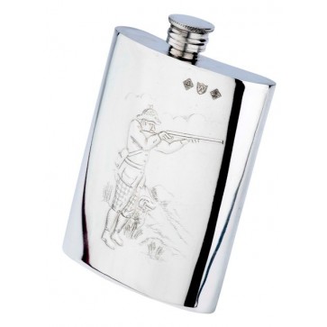 Pewter Shooting Scene Hip Flask Perfume Sample