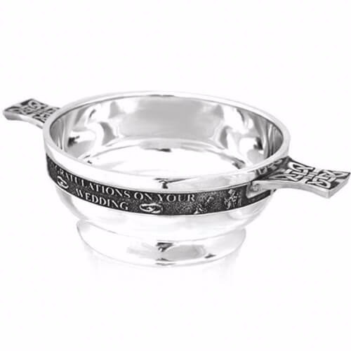 Pewter Wedding Quaich - "Congratulations on your wedding"