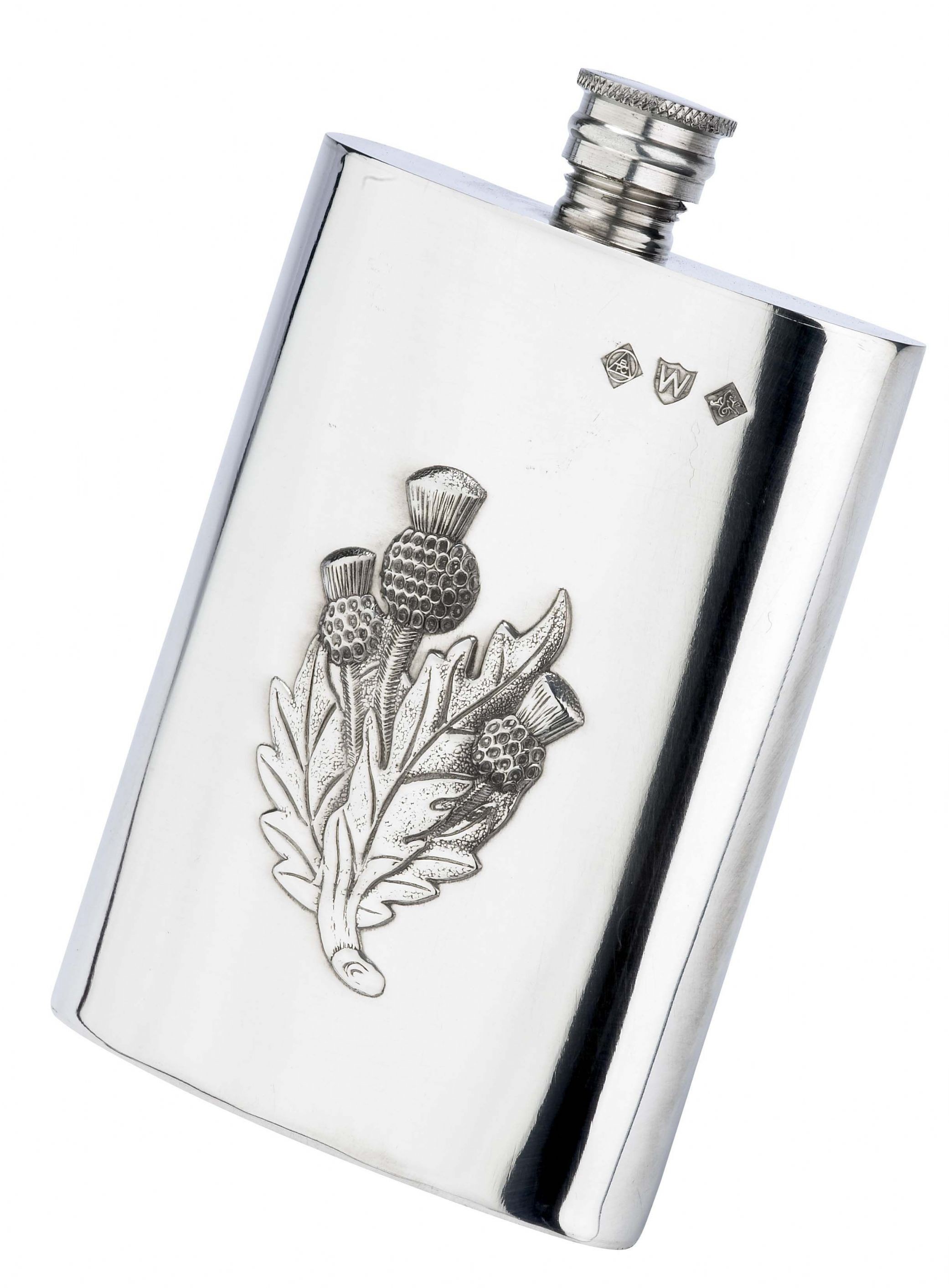 Scottish Heavy Thistle  6oz Pewter Hip Flask