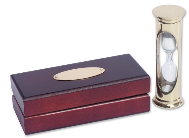 Solid Brass Egg Timer and Wooden Case