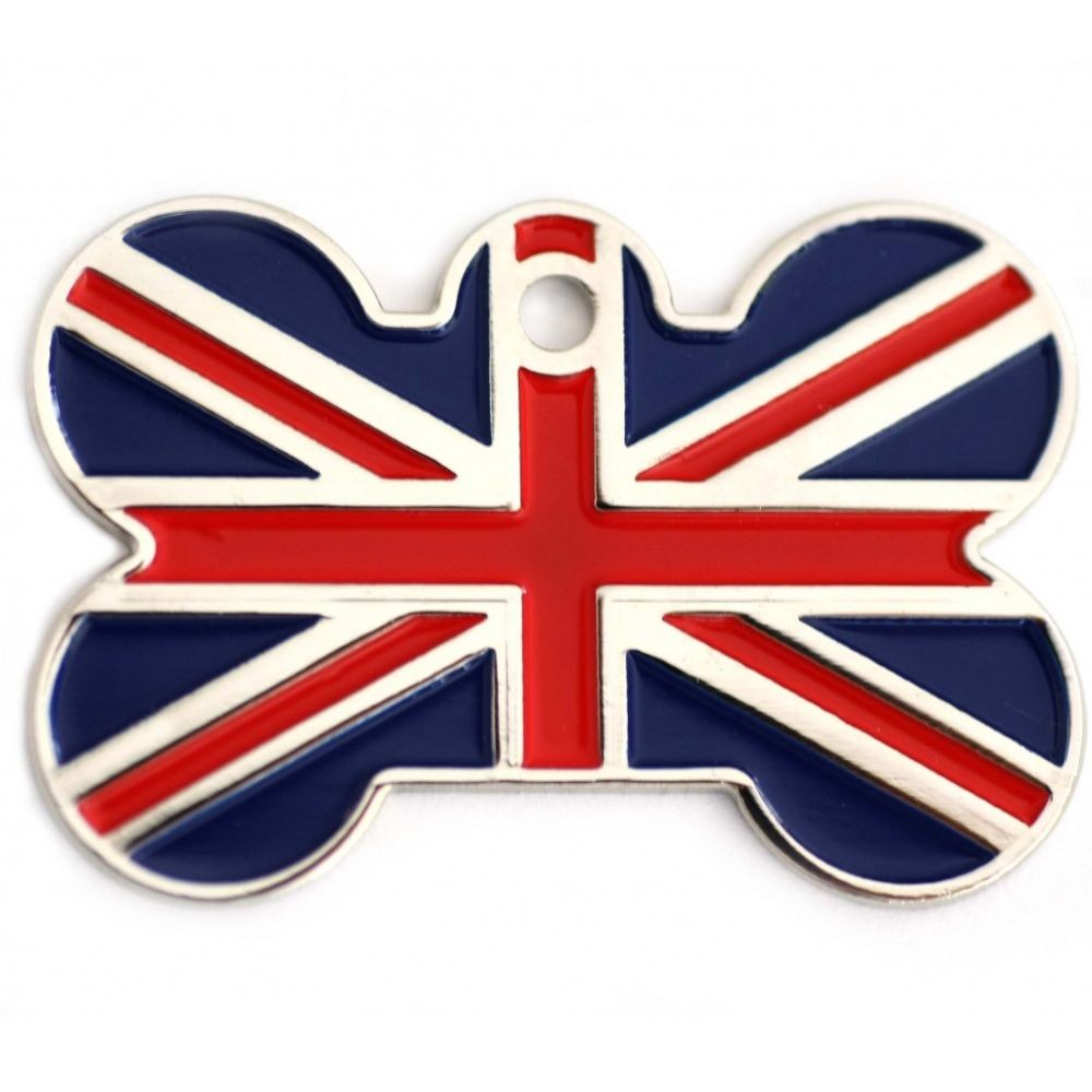 Union Jack Bone Pet Tag