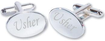Usher Wedding Silver Plated Oval Cufflinks High Quality