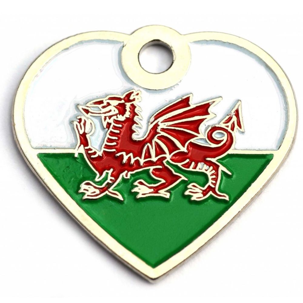 Welsh Dragon Heart Pet Tag